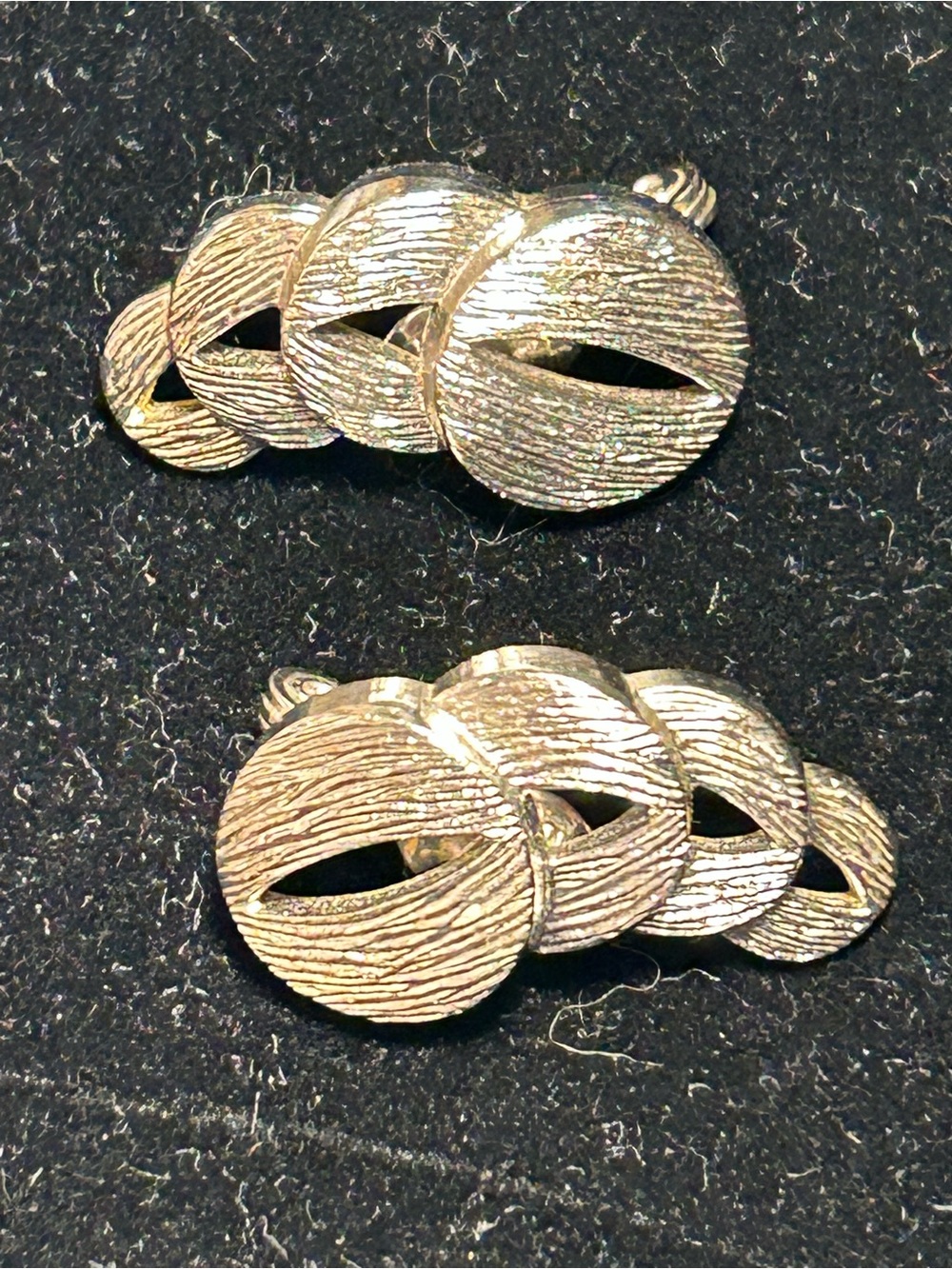 Monet Silver-Tone Textured Linked Disc Clip-On Earrings